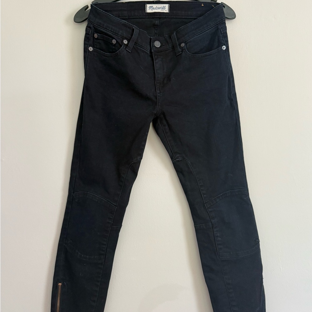 Madewell Dark Indigo Cropped Moto Skinny Jeans